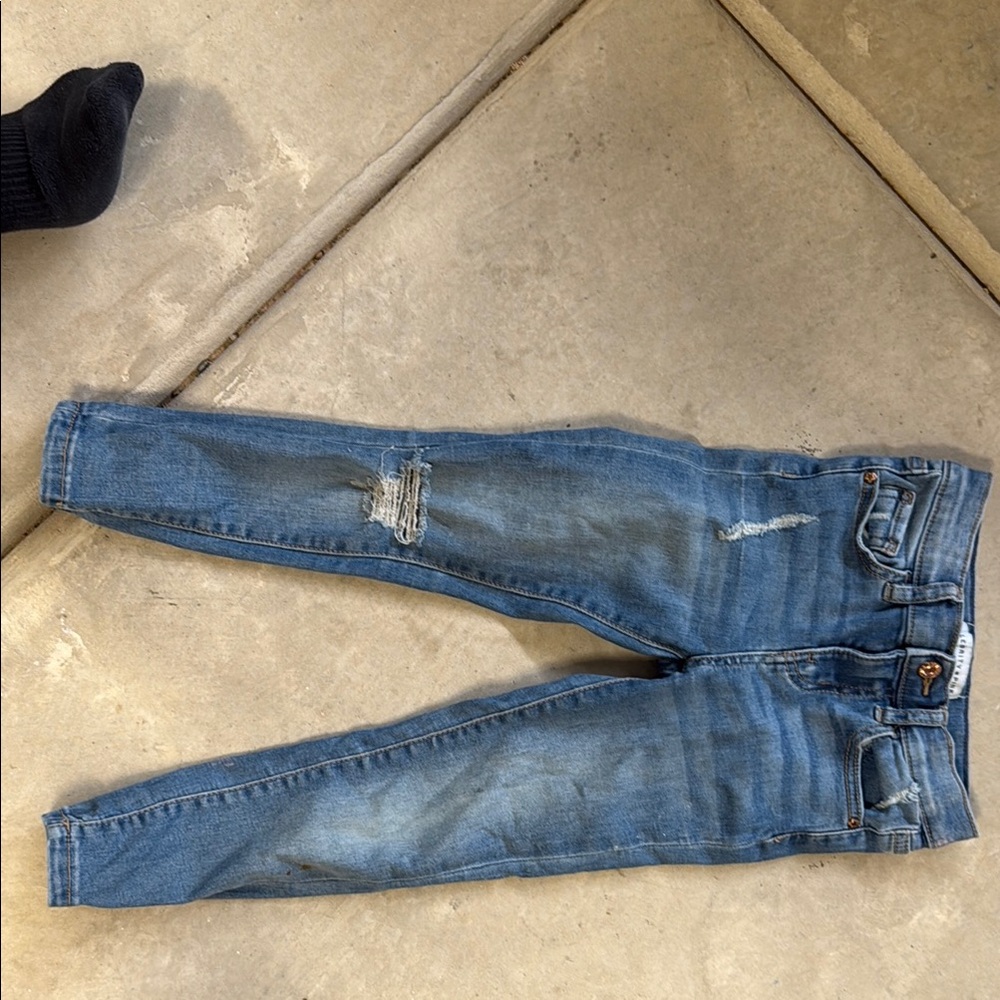 Celebrity Pink Blue Skinny Jeans with Distressed Details